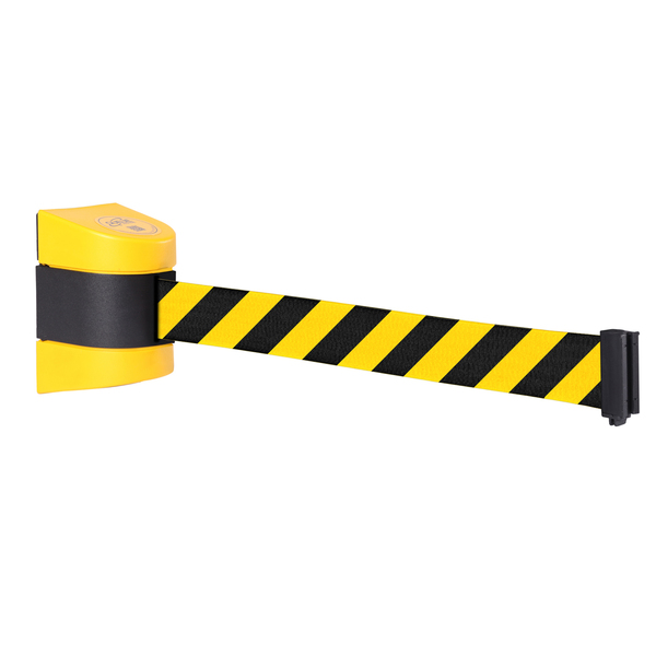 Queue Solutions WallPro 400, Yellow, 15' Yellow/Black CAUTION-WET FLOOR Belt WP400Y-YBCWF150